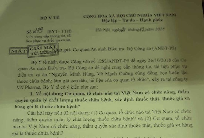 Trong vụ án buôn 'thuốc ung thư giả' Bộ Y tế cung cấp tài liệu giải mật để làm rõ điều gì?