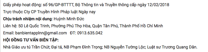 Giấy phép hoạt động: số 96/GP-BTTTT, Bộ Thông tin và Truyền thông cấp ngày 12/02/2018